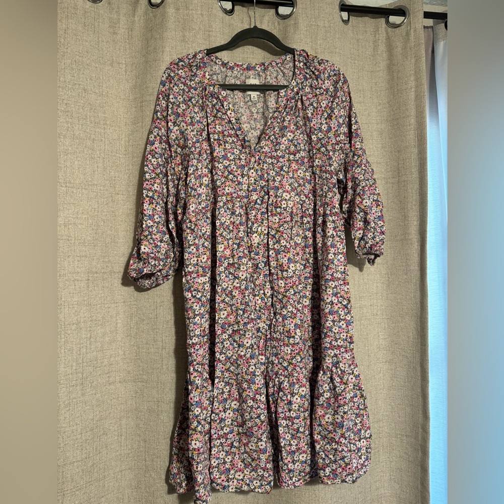 Gap maternity tiered dress, pink ditsy floral